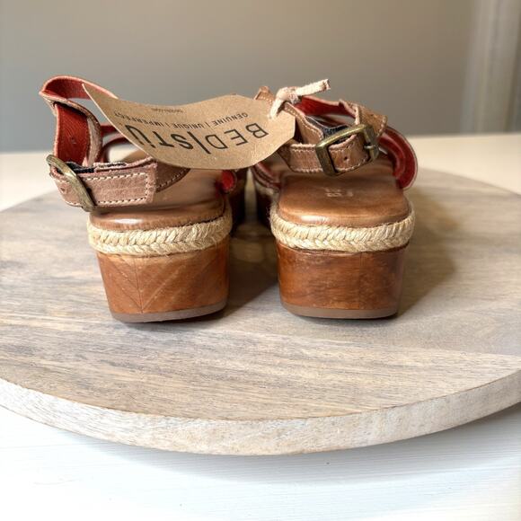 Bed Stu Necessary Wedge Sandals Tan Rustic Nectar Lux Leather Women’s Size 6 - Picture 9 of 12